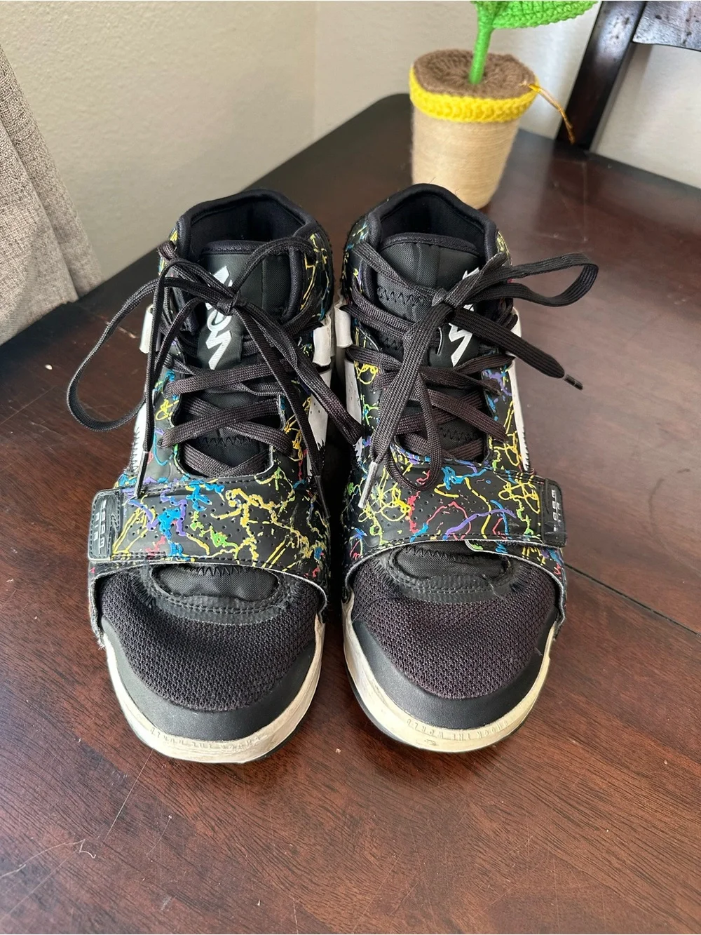 Jordan Black Sneakers with Neon Multicolor Splatter
